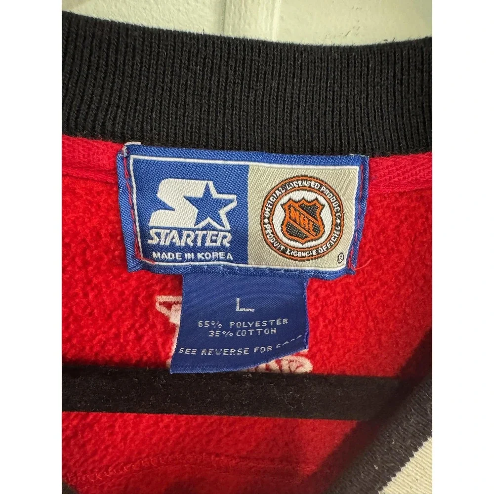 Vintage Chicago Blackhawks Sweatshirt Mens Large Red NHL Hockey Starter Hull 90s